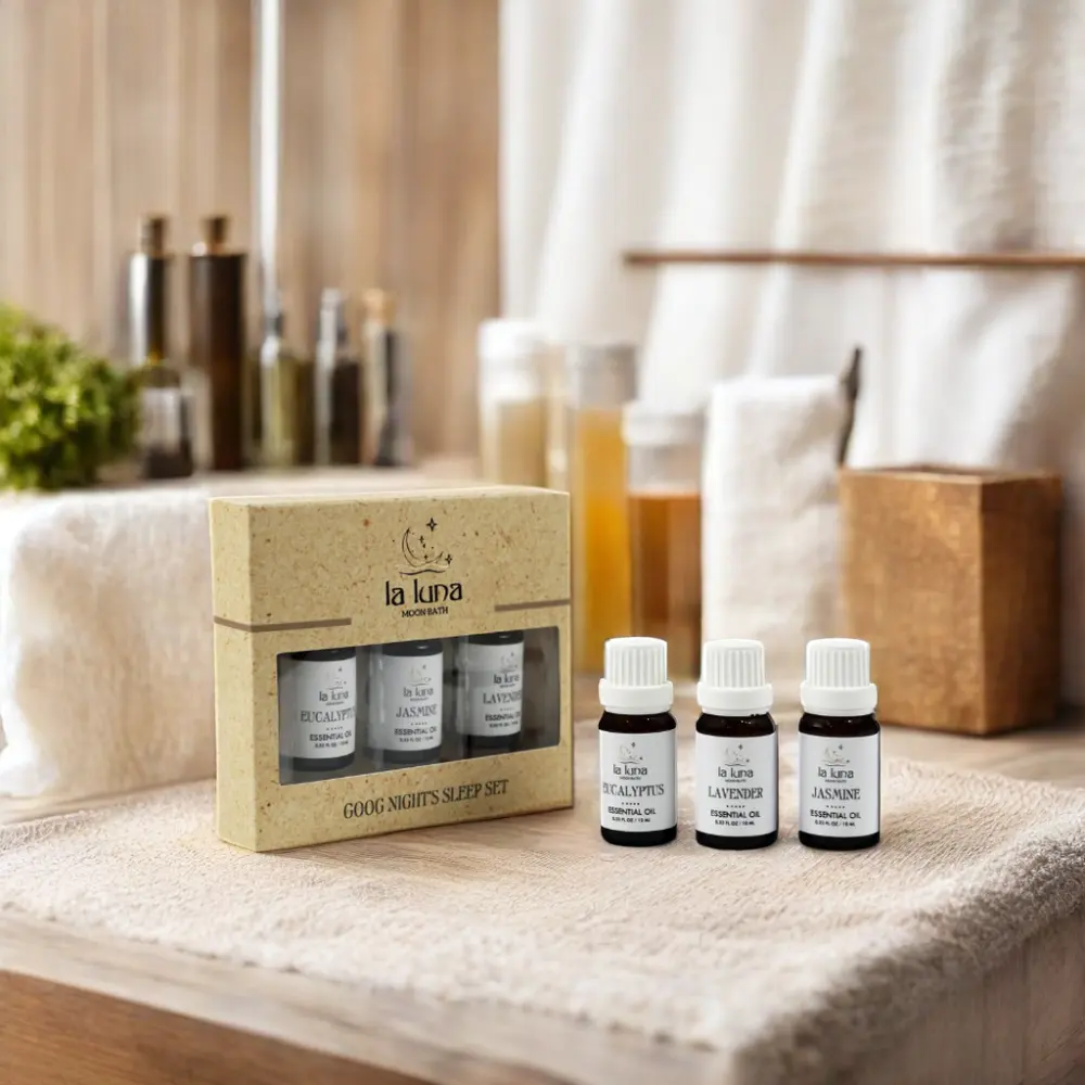 Ensemble Cadeau d'huiles d'aromathérapie de massage aux huiles essentielles de marque privée naturelle 100%-Lot de 3 huiles de parfum pour diffuseur