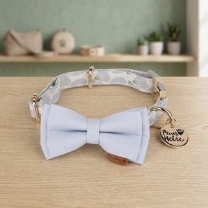 Luxury Modern Cute Elegant Dog Collar Lights Removable Bow <b>Tie</b> Adjustable Buckle Closure 100% Cotton Personalized <b>Floral</b> Pattern - Product Image 3