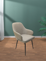 Chaise de salle à manger en tissu à dossier haut Chaise d'appoint en métal gris