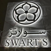 Enseigne publicitaire lumineuse en acier inoxydable rétroéclairée, lettres décoratives murales pour hôtels et bâtiments