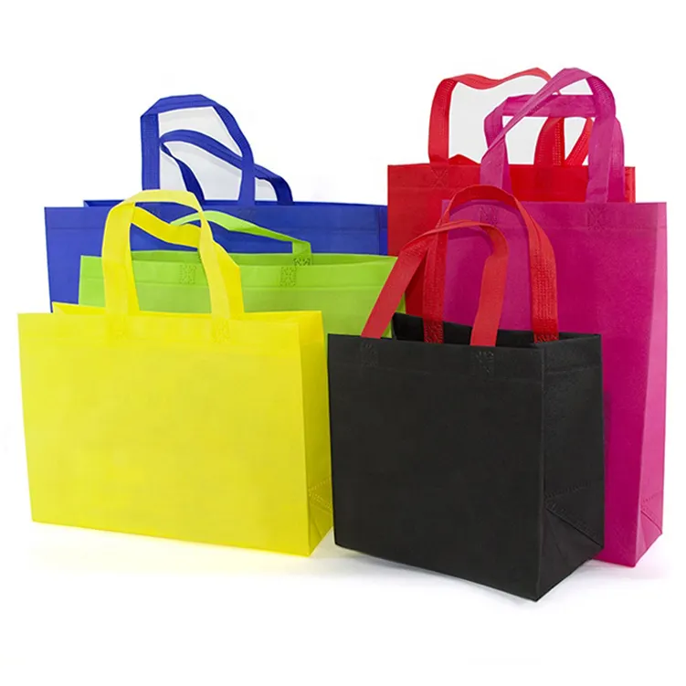 Bolsas reutilizables de pp de corte personalizado, bolsas no tejidas reutilizables para embalaje de compras, tela no tejida spunbond