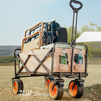 Chariot de camping pliable industriel d'extérieur grande capacité pour le rangement, les courses et les pique-niques
