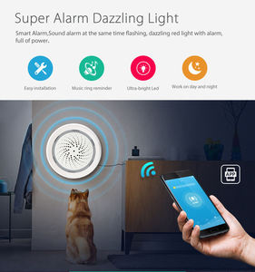 Sirène d'alarme WiFi Tuya Smart Life TY-192, haut-parleur puissant 100 dB, 18 sonneries avec lumière stroboscopique pour système de sécurité domestique - Product Image 6
