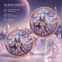 Pièce de monnaie Alien Abduction en cuivre pur 999 de 1 oz, avec relief 3D, colorée UV, effet proof-like, motif scène de tracteur, artisanat métallique