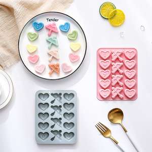 M40140 Día <span class=keywords><strong>de</strong></span> San Valentín en forma <span class=keywords><strong>de</strong></span> corazón arco y flecha pastel hornear <span class=keywords><strong>Chocolate</strong></span> molde resina silicona molde - Product Image 1