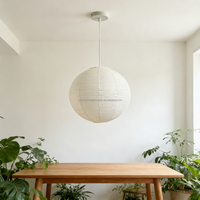 Abat-jour en papier de riz épais fait main, design à lignes épaisses, style Wabi Sabi, lanterne suspendue ronde pour la décoration intérieure