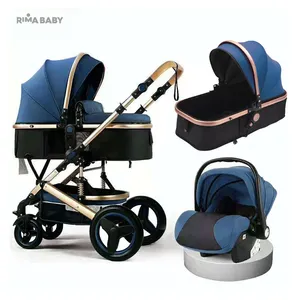 Easy operation best reversible handle high baby steel carrycot stroller with air wheel winter cover