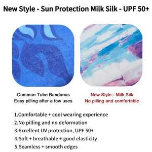 Protección UV Elástico sin costuras Leche Seda Bandana Tubo amigable con la piel Pañuelos Cuello Polaina Hielo Seda Bandana - Product Image 3