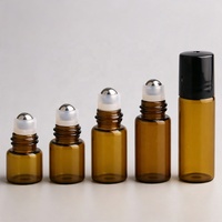 Flacons roll-on en verre ambré vides et rechargeables de 1 ml, 2 ml, 3 ml, 4 ml, 5 ml pour huiles essentielles, avec bille en métal ou en verre