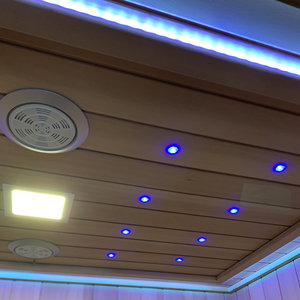 Sauna extérieur traditionnel pour 4 à 6 <span class=keywords><strong>personnes</strong></span>, poêle 6 kW, maison carrée en cèdre rouge, générateur de <span class=keywords><strong>vapeur</strong></span> infrarouge lointain, avec panneau de commande - Product Image 3