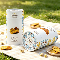 Caja de Cartón Cilíndrica Personalizada de Grado Alimenticio, Reciclable, para Almacenamiento de Papas Fritas, Galletas, Dulces y Golosinas