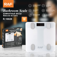 Balance de salle de bain RAF R.10028 avec arrêt automatique, écran LCD, conversion multi-unités, fonction tare, conception étanche