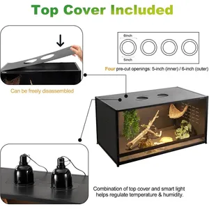 Grand enclos pour reptiles de 230 gallons, terrarium de 48x24x46 pouces de hauteur pour dragons barbus, pythons <span class=keywords><strong>ball</strong></span> pythons, porte en verre à ouverture frontale - Product Image 5