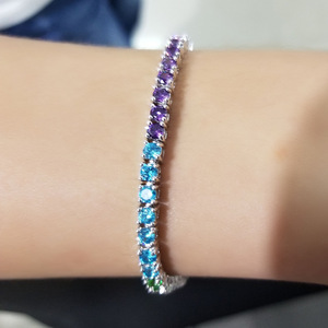 Minimalist Vintage Hip Hop <b>Bracelet</b> <b>Copper</b> Inlaid with Colored Zircon Trendy Tennis Chain <b>Bracelet</b> - Product Image 3