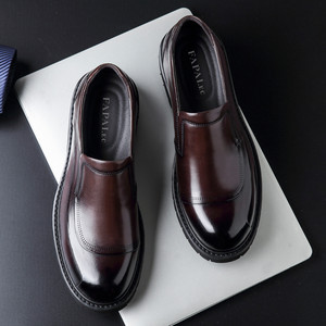 รองเท้าผู้ชายหนังวัวครึ่งน่องสไตล์อังกฤษ, รองเท้าหนังสำนักงานลำลองกันลื่นสวมใส่สบาย - Product Image 5