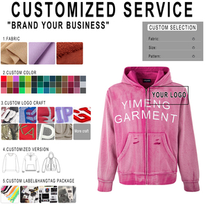 Sweat-shirt pour homme YM Streetwear personnalisé, coupe courte oversize, en tricot gaufré, délavé à l'acide et effet usé, et sweat à capuche en flanelle à carreaux pour homme, fabricant - Product Image 4