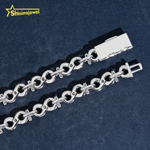 Hip Hop Takı Rapçi Sonsuzluk Buzlu Küba Haçı 8mm Mozanit Elmas 925 Ayar Gümüş Bileklik - Product Image 4