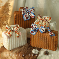 Panier en rotin PP tissé à la main avec poignées en toile, lavable, 3 tailles, panier de shopping, panier de pique-nique, panier de camping, vente en gros OEM ODM