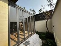 Modern Design Transparent Glass Bi-Fold Partition Wholesale Windproof Waterproof Aluminum Sliding Kitchen Living Room Home Use
