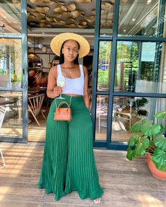 กางเกงขายาวทรงหลวม ดีไซน์ใหม่ล่าสุด D8486 สำหรับผู้หญิง ทนความร้อนสูง จีบระบาย ขากว้าง 2 ชั้น - Product Image 3