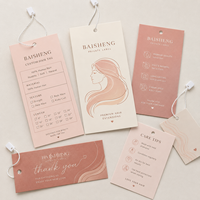 Carte d'emballage personnalisée pour extensions capillaires en gros avec logo estampé or rose et impression de marque