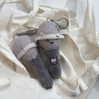 En gros, Pendentif microphone en peluche mignon de dessin animé avec visage souriant, rembourrage en polyester et coton PP, cadeau pour machine à griffes