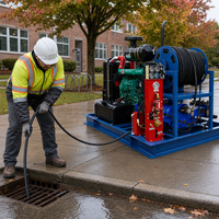 Máquina de limpieza de alcantarillado de alta presión para trabajo pesado, motor diésel de 121 kW, 22-30 MPa, 170-215 L/min, carrete de manguera de 80 m, control remoto