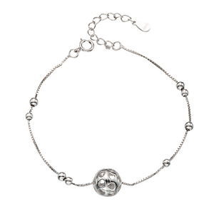 Tobillera de <span class=keywords><strong>Plata</strong></span> de Ley 925 para mujer, pulsera de tobillo con bola Manual, joyería para pies - Product Image 1