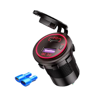 Chargeur de voiture rapide DC 12-24V, double port USB, type C PD 36W QC3.0, capuchon étanche, bouton pour voiture, bateau, moto, camion