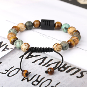 Braccialetto dell'Amicizia in Pietra Naturale Intrecciata <span class=keywords><strong>con</strong></span> 12 Segni Zodiacali e Perline in Agata per Donne e Uomini - Product Image 6