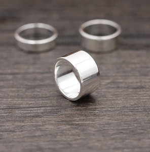 Nhẫn Đôi Thời Trang Tùy Chỉnh Nam Nữ 999 Sterling Silver Smooth Cá Nhân Hóa Nhẫn Trang Sức Đặt Kích Thước Cố Định - Product Image 5