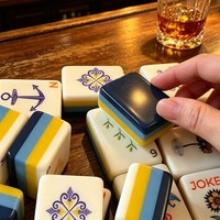 Nuevo Juego de Mahjong Americano de Lujo 2026 de 4 Capas de Acrílico con Patrón Náutico Rojo y Azul, Set de Regalo para Dos Jugadores