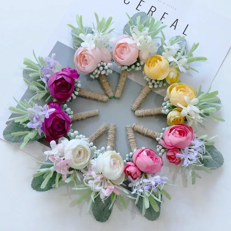 최고의 도매 많은 색상 인공 Tearose Corsage 웨딩 Boutonniere ere의