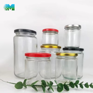 Prix d'usine en gros, bocaux en verre ronds à haute capacité, résistants aux hautes températures, pour le stockage des aliments, du miel, des confitures, avec couvercles - Product Image 1