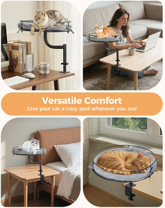 Кошачья настольная кровать, регулируемая по 360 ° и высоте кровать для кошки, для стола, вмещает до 40 фунтов, плюшевый чехол для машинной стирки - Product Image 6