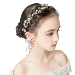 儿童结婚发饰公主头饰白花头饰女珍珠发饰女