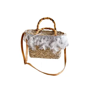 Women high-end designer bags new luxury handmade classic handbags customized personal design laced natural straw fairy bag