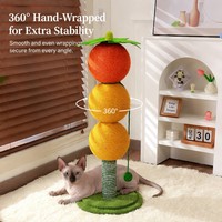 Rascador para Gatos con Forma de Fruta de 3 Bolas, Triple Bola de Sisal, Base de Felpa Tipo Césped |   Muebles para Gatos Anti-Vuelco con Diseño Compacto