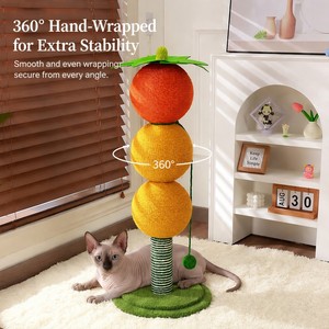 Griffoir pour <span class=keywords><strong>chat</strong></span> en forme de fruit à 3 balles, avec balles en sisal triples et base en peluche aspect herbe |   Meuble pour <span class=keywords><strong>chat</strong></span> anti-basculement à empreinte compacte - Product Image 3