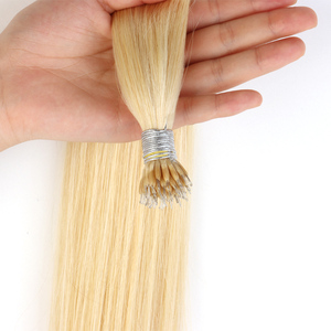 Extensions de cheveux Remy OCEANE HAIR, pointes nano, 16 pouces, blondes # Anneaux Nano Blanchis 613 Doux et Lisses - Product Image 6