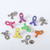 Ruban de sensibilisation au cancer du sein personnalisé Épinglette en métal émaillé Broches Badges souvenirs promotionnels en métal