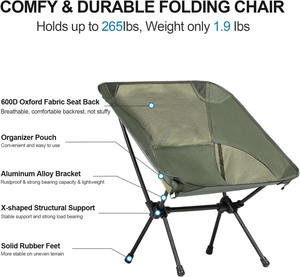 Silla Plegable Portátil Ligera y Compacta DORMUND FC-527S, de Acero y Malla, para Camping, Playa y Exteriores, Diseño Moderno - Product Image 5