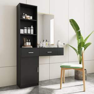 Armoire de rangement de <span class=keywords><strong>salon</strong></span> commerciale moderne et simple, rangement multi-niveaux, stations de <span class=keywords><strong>salon</strong></span> de beauté, table de maquillage en bois, coiffeuse, hôtel - Product Image 4