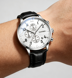 Reloj <span class=keywords><strong>de</strong></span> Pulsera Deportivo y <span class=keywords><strong>de</strong></span> Negocios para Hombre, Cronógrafo Mecánico Automático con Logotipo Personalizado, <span class=keywords><strong>ETA</strong></span> 7750, Cristal <span class=keywords><strong>de</strong></span> Zafiro, Correa <span class=keywords><strong>de</strong></span> Cuero Genuino - Product Image 4