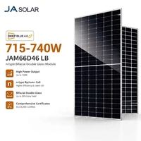 Panneau solaire JAM66D46 LB JA Solar 715W-740W, type N, bifacial, double vitrage, module PV haute efficacité, énergie renouvelable