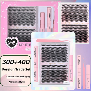 Pestañas Postizas Hechas <span class=keywords><strong>a</strong></span> Mano al por Mayor, Personalizables, Kit 4 en 1, 30+40D, Pestañas Preformadas de Visón Sintético de Primera Calidad, Longitud de 9-16 mm, 14 Filas, Removedor de Pegamento - Product Image 3