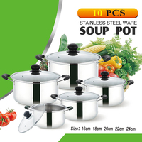 Meisite Casseroles en Acier Inoxydable Batteries de Cuisine Marmites & Faitouts Anti-adhésifs Soupières Sopa Palayok Ustensiles de Cuisine