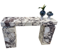 Raffiner l'approvisionnement en pierre Bvlgari inspiré de la table en marbre blanc violet décoration intérieure polie avec grande dalle de pierre