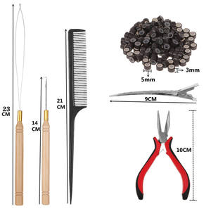 500 pièces par bouteille 5030 aluminium Silicone <span class=keywords><strong>Micro</strong></span> perles pour I Tip cheveux et Silicone <span class=keywords><strong>Micro</strong></span> anneau boucle outil d'extensions de cheveux - Product Image 6