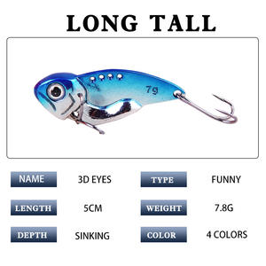 Ytqhxy Vibra <b>Lure</b> 79mm Bass <b>Fishing</b> <b>Lure</b> Metallic Finish Bottom Bait With Chicken Claw Hook - Product Image 5